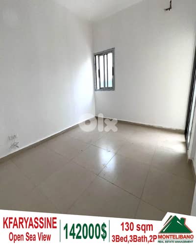 130 sqm Apartment For Sale in Kfaryassine with Open Sea View !!!