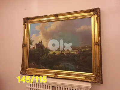 لوحة رسم زيتي ريف فرنسا القديم تحمل معاني دقيقة جدا ومميزة