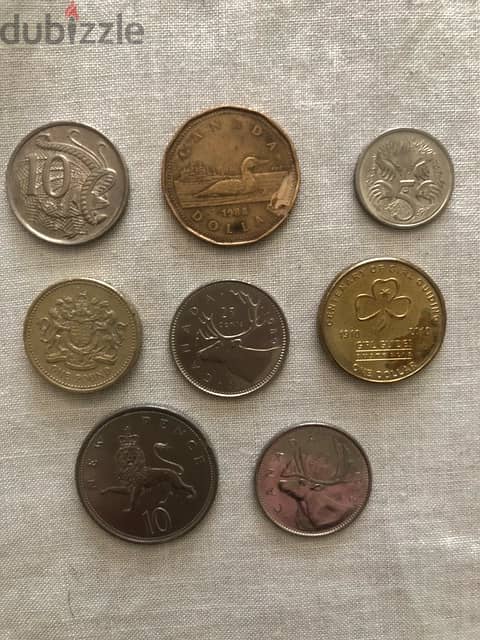 8 different coins Queen Elizabeth UK Canada Australia 0