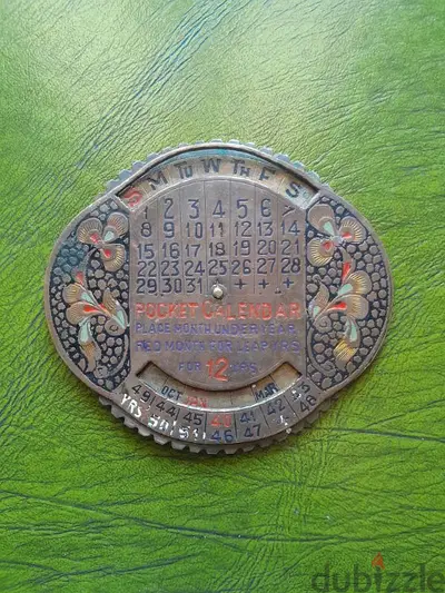 vintage ww2 Brass pocket Calendar 1940-1951