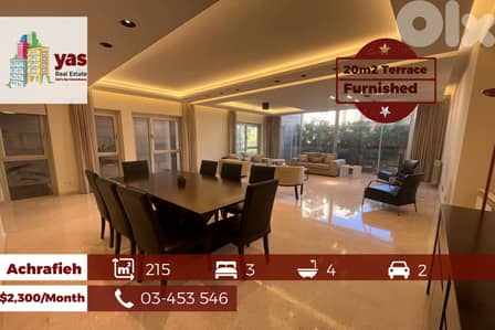 Achrafieh 215m2 | 20m2 Terrace | Furnished | Rent | Classy Area |AA/MB