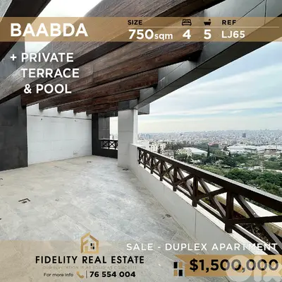 Duplex for sale in Baabda LJ65 دوبلكس للبيع في بعبدا