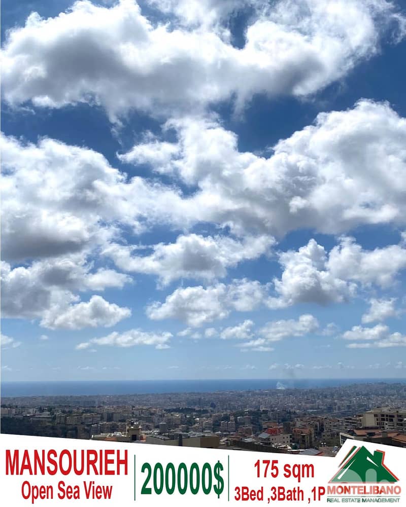 Decorated 175 sqm Apartment For Sale in Mansourieh with Open Sea View 0