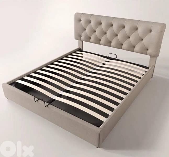 Double Bed, Adjustable Headboard, Bed with Metal Slatted Base 7