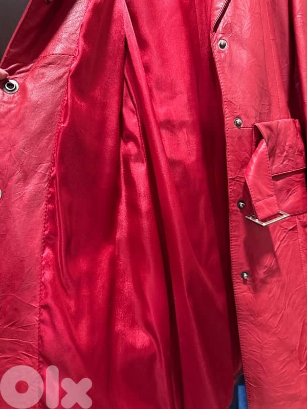 Stylish Turkey Red Leather Coat  – Used 0