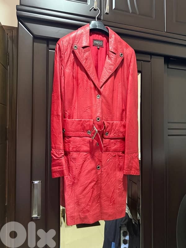Stylish Turkey Red Leather Coat  – Used 1