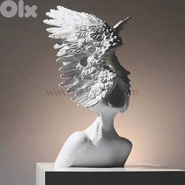 Celestial Winged Angel Sculpture – 55cm Resin Seraphim Decor Statue 0