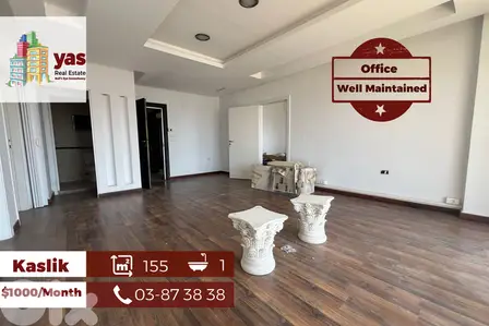 Kaslik 155m2 | Well Maintained Office | Prime Location | Rent | EH