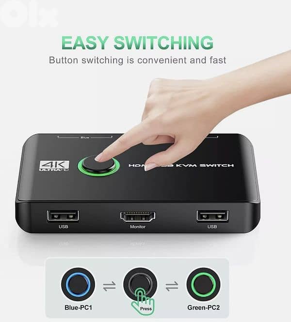 Jancane 4K KVM Switch HDMI 2 Port Box USB HDMI cables/4$ delivery 2