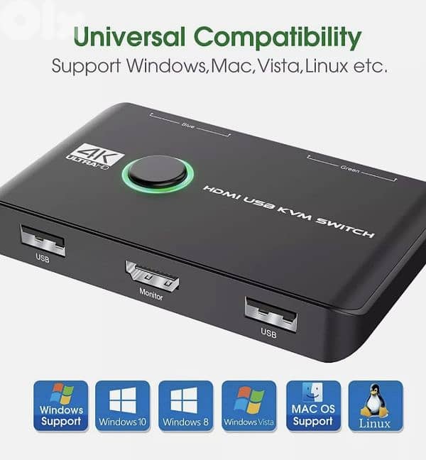 Jancane 4K KVM Switch HDMI 2 Port Box USB HDMI cables/4$ delivery 3