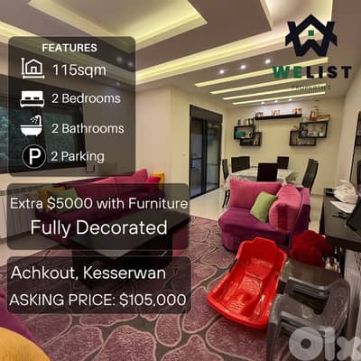 115sqm Apartment for sale in Achkout, Kesserwan  REF: NW25MSA115105
