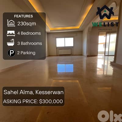 230sqm Apartment for sale in Sahel alma - Jounieh  REF: MA25JSSA230270