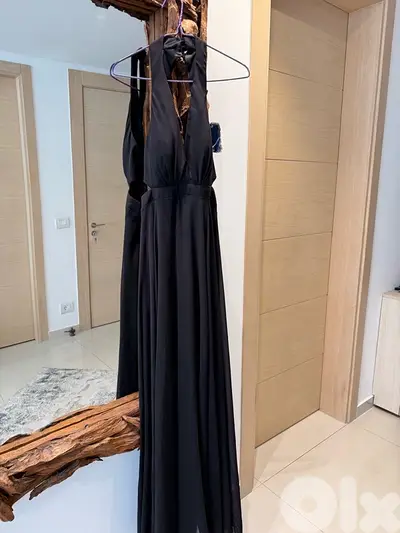 wedding or prom dress black with side slide cut (half price)