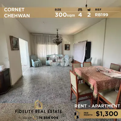 Apartment for rent in Cornet Chehwan RB199 شقة للإيجار في قرنة شهوان