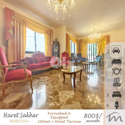 Haret Sakher | Furnished & Equipped 180m² + 60m² Terrace | Prime Area