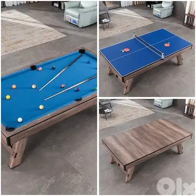 8ft 3in1 Pool Table Billiard Ping Pong Dinning table