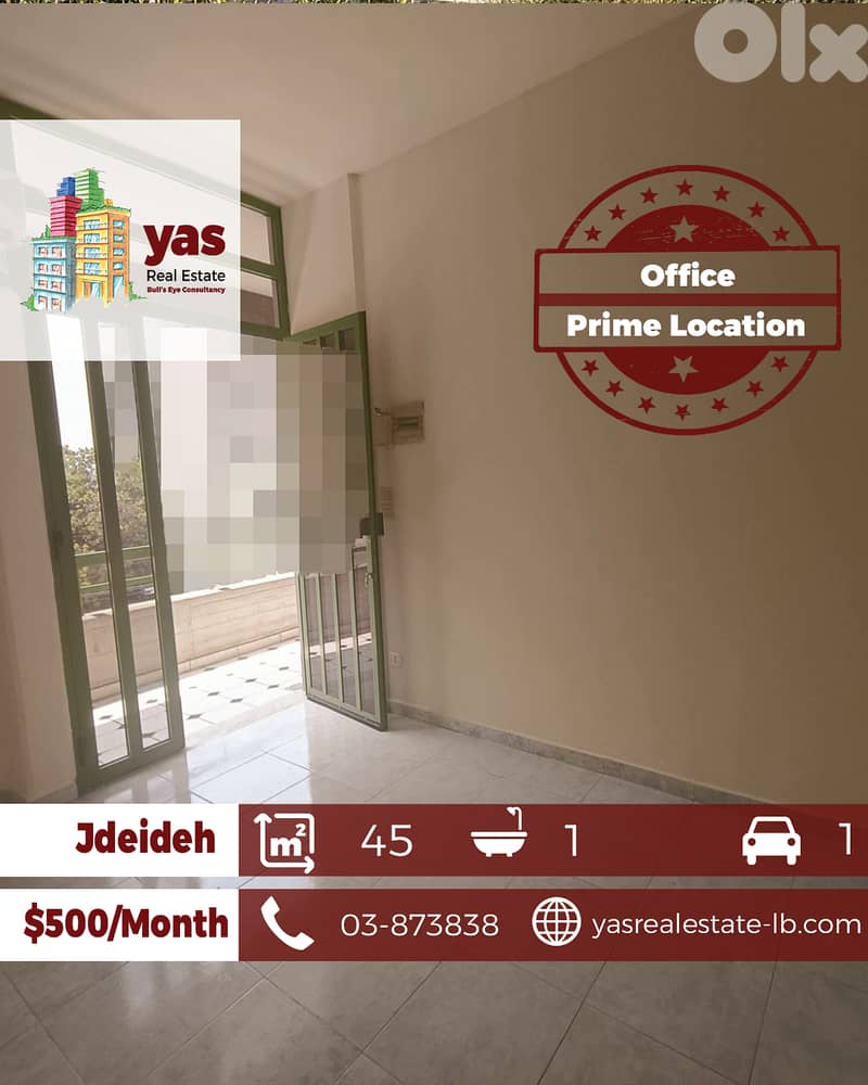 Jdeideh 45m2 | Office | Rent | Mint Condition | Active Street | AA/ED 0