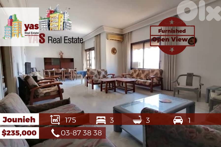 Jounieh 175m2 | Well Maintained | Open View | Quiet |Furnished | EH/YV 0
