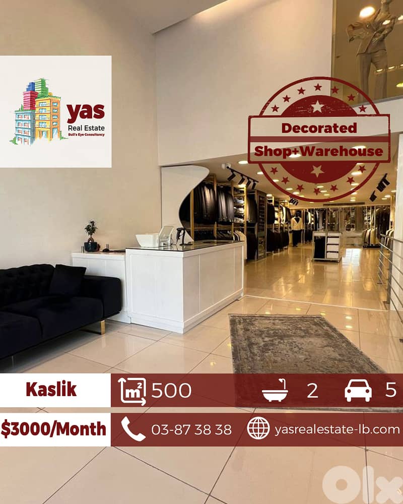 Kaslik 500m2 | Shop for Rent | Active Street | Ideal Investment | EH 0