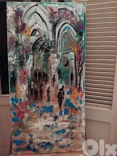 رسم زيتي على القماش يدويه