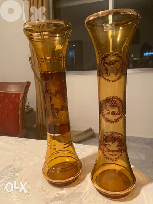 2 EGERMANN Czech Republic Crystal Brown Vases 3