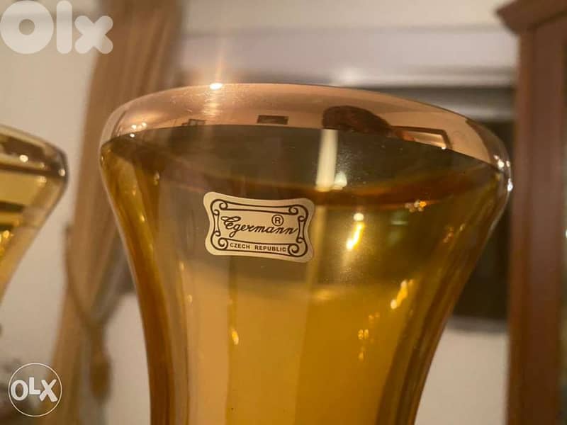 2 EGERMANN Czech Republic Crystal Brown Vases 4