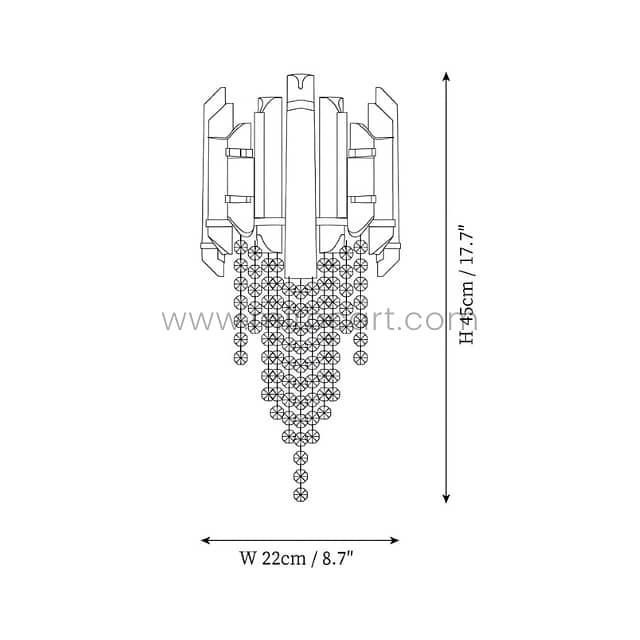 Crystal Cascade Wall Light with Jewel-Cut Glass & Brushed Gold 11