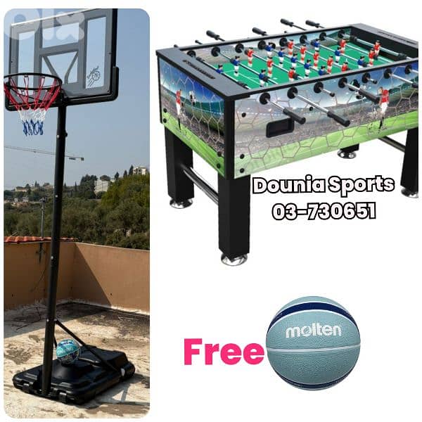 buy 2 items 450$ basketball hoop + babyfoot (get basketball free) 0