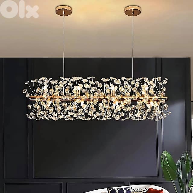 Luxury Gold Bar Chandelier with Cascading Crystals for Dining Room 5