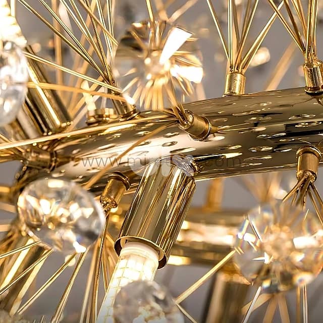 Luxury Gold Bar Chandelier with Cascading Crystals for Dining Room 7