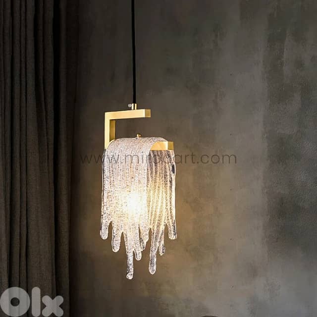 Flowing Waterfall Pendant Light – Liquid Gold Brass & Glass 0