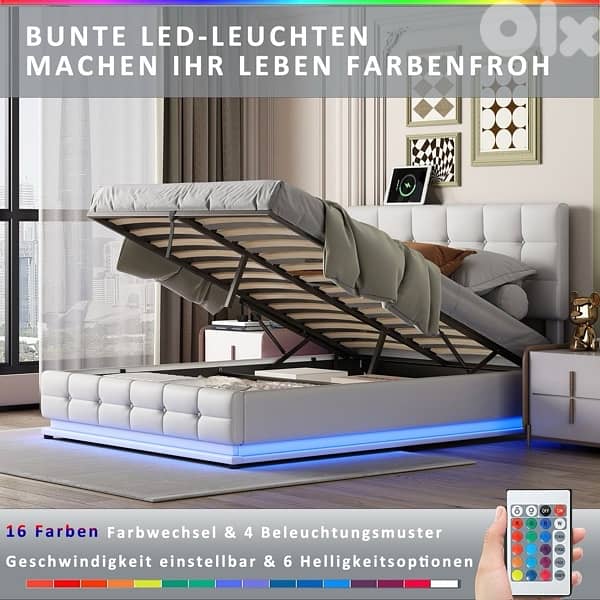 double bed leather white 2