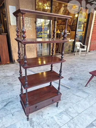 رفوف مكتبة خشب جوز إنجليزية مميزة vintage floor shelf