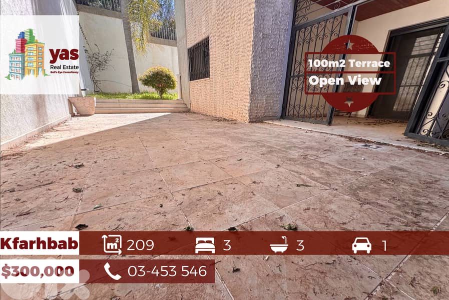Kfarhbab 209m2 | 100m2 Terrace | Open View | Mint Condition | IV 0