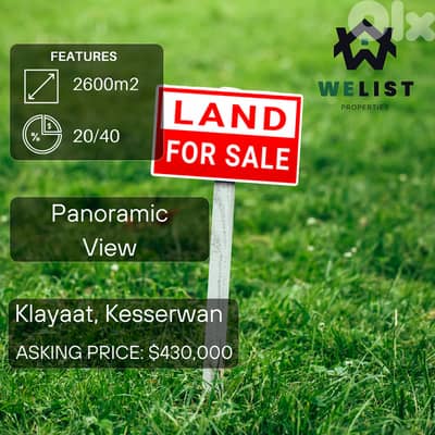 2600sqm Land for sale in Klayaat, Kesserwan   REF: NW25JLK2600430