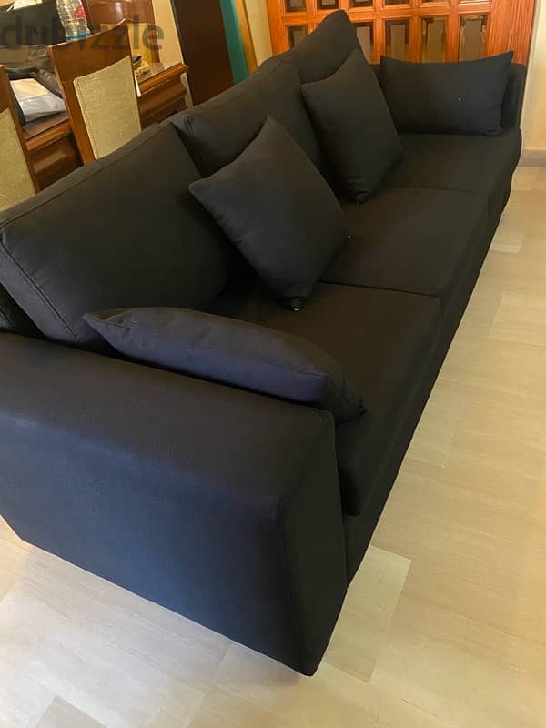 Black Sofa Couch New 3 Seater 1