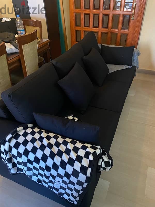 Black Sofa Couch New 3 Seater 3