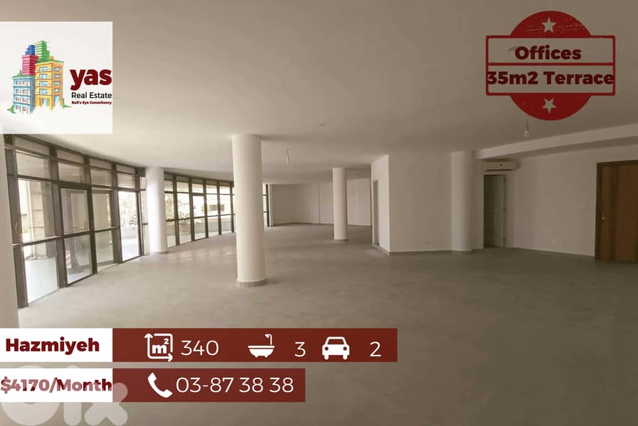 Hazmiyeh 340m2 | 35m2 Terrace | Offices | Rent | Prime Location |AA/EB 0