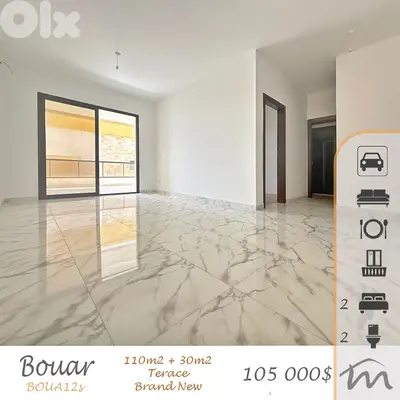 Bouar | Brand New 110m² + 30m² Terrace | Brand New Building | Balcony