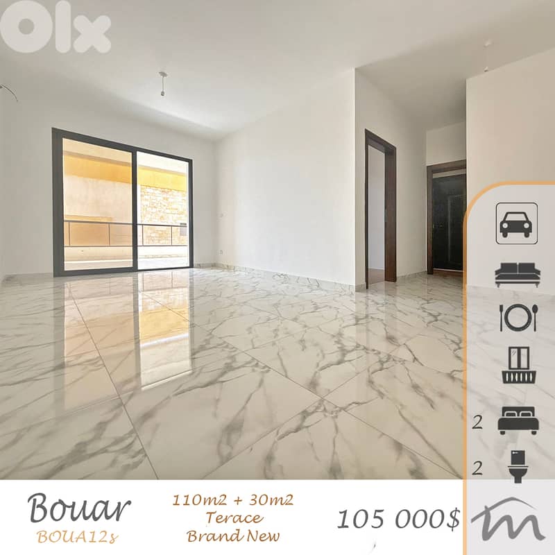 Bouar | Brand New 110m² + 30m² Terrace | Brand New Building | Balcony 0