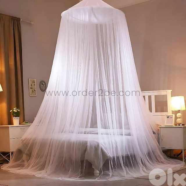 White Bed Mosquito Net – Dome-Style Canopy for Double Beds & Cribs 0