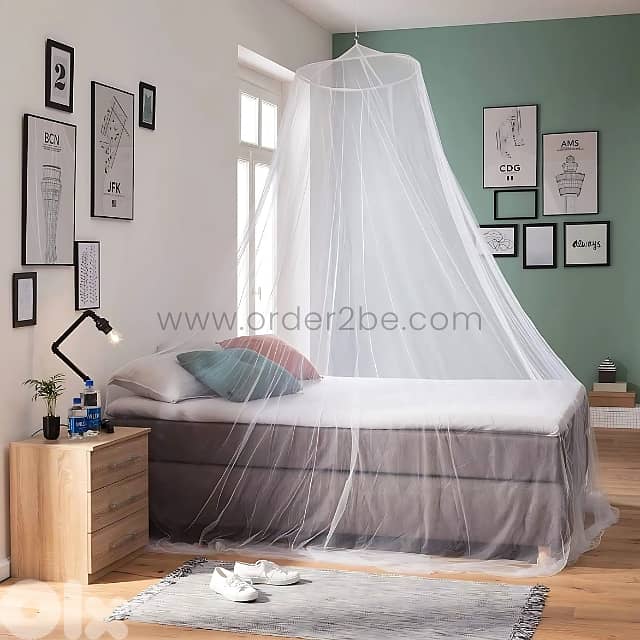 White Bed Mosquito Net – Dome-Style Canopy for Double Beds & Cribs 2