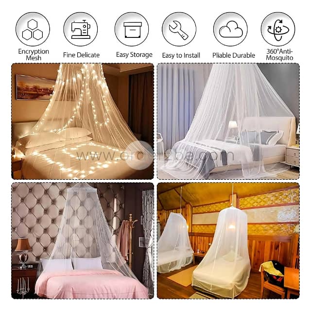 White Bed Mosquito Net – Dome-Style Canopy for Double Beds & Cribs 5