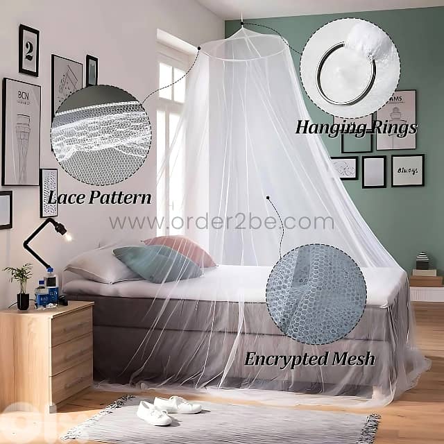 White Bed Mosquito Net – Dome-Style Canopy for Double Beds & Cribs 10