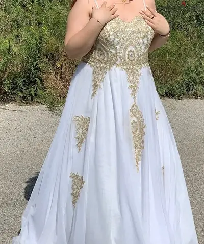 elegant Gold and white dress / evening dress / prom dress elegant Gold and white dress / evening dress / prom dress