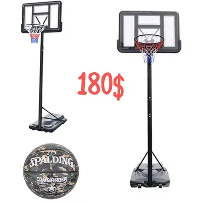 Basketball hoop 110 cm x 75 cm with Spalding Ball size 7