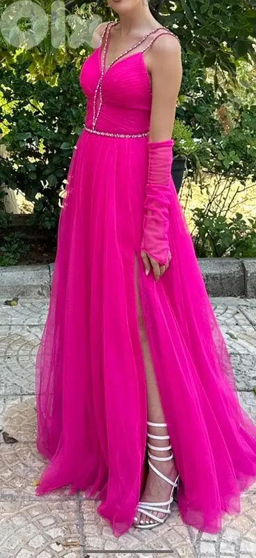 fuxia catwalk dress