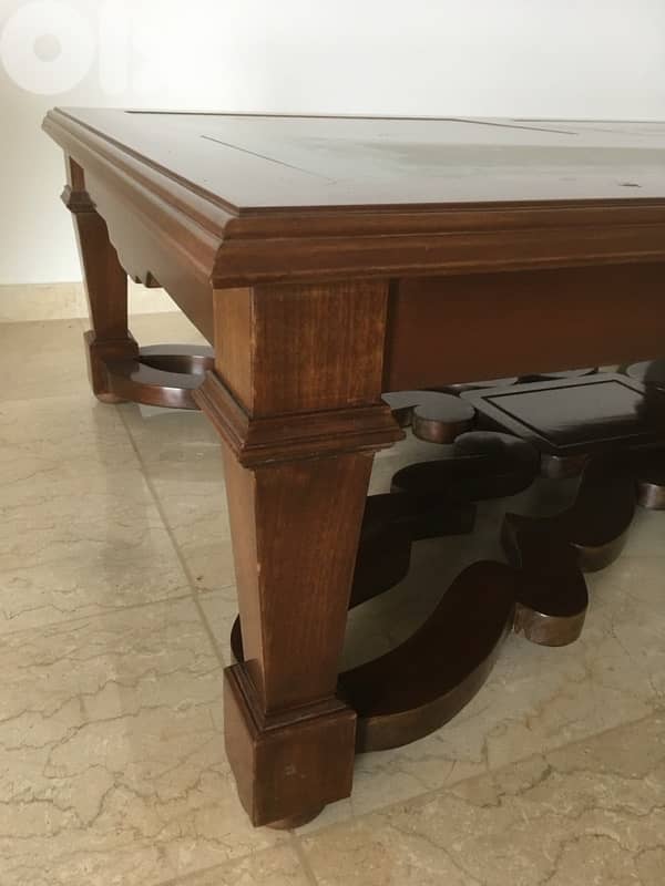 Table Mahogany massif with marble. like new 2