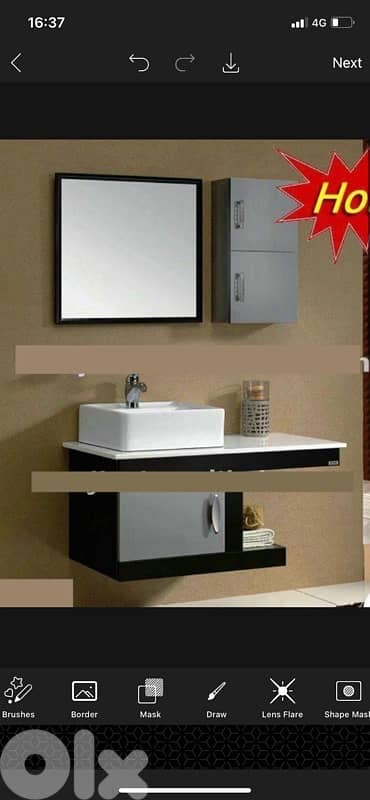 Bathroom white and black cabinet with sink and mirror 0