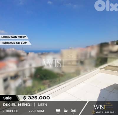 293 SQM Duplex with terrace for SALE in Dik El Mehdi !